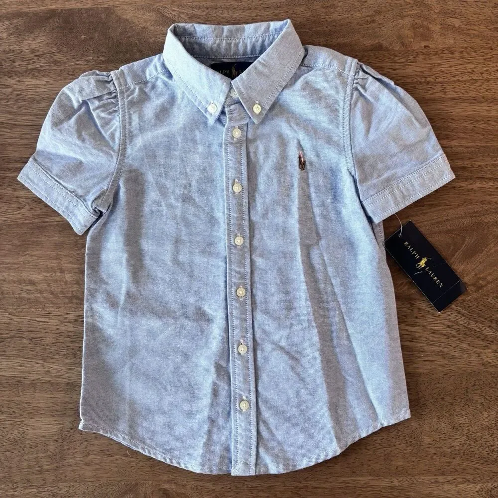 NWT Ralph Lauren Girls Oxford Shirt Sz 4 Preppy Classic Old Money Coastal Luxury